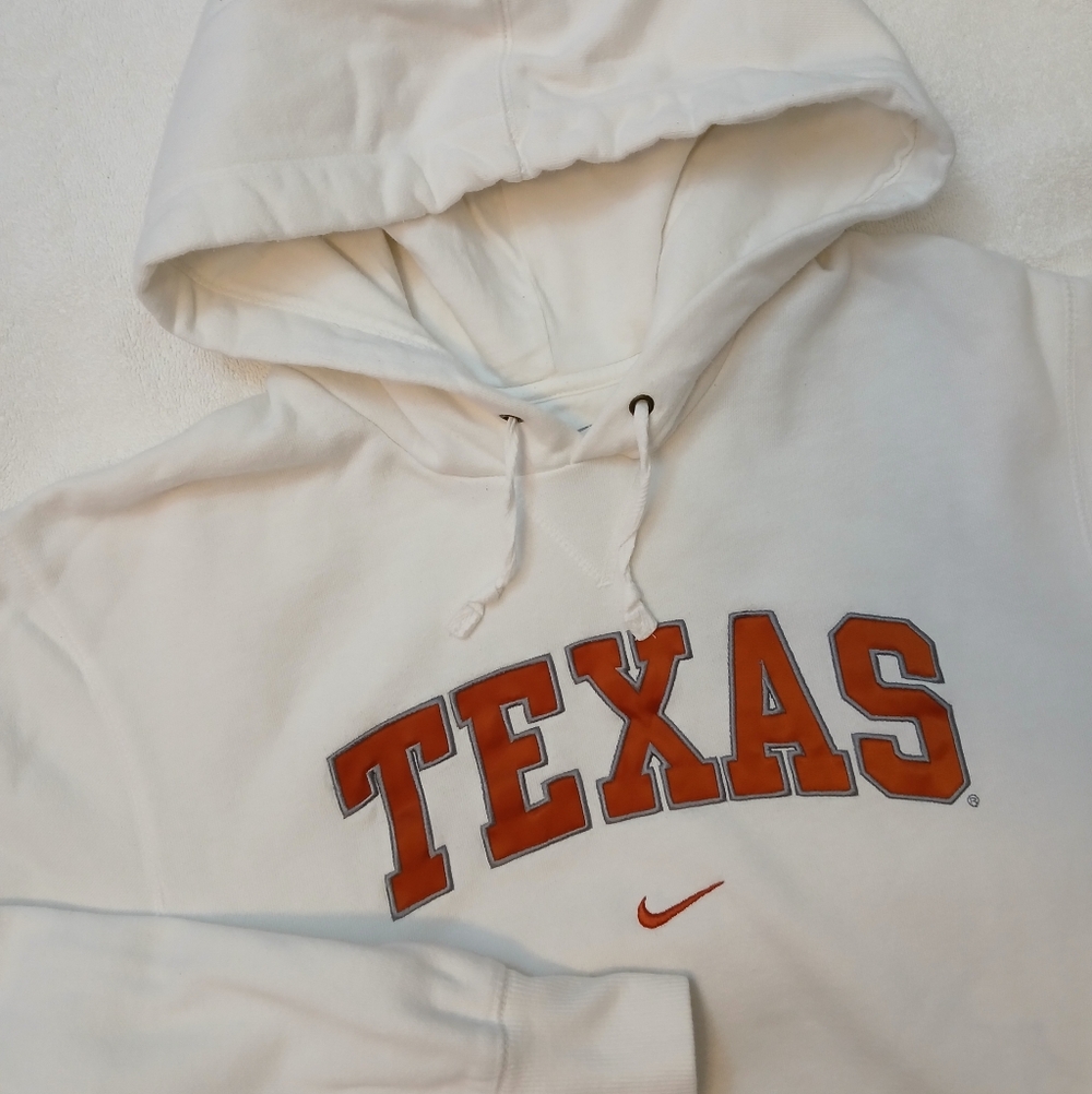 Nike Texas Longhorns Hoodie Mens White Center Swoosh‎ Embroidered Pullover/Small